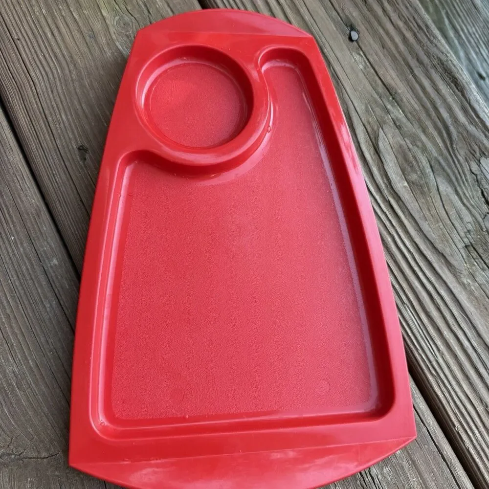 Vintage Fremware No 808 Melamine TV Dinner Snack Trays Set 4 Red White